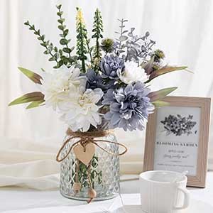 Artificial Blue Flowers with Vase